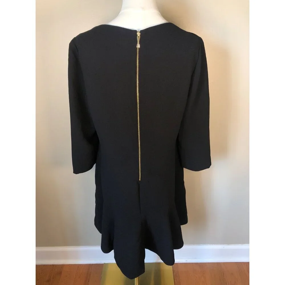 Kate Spade Shift-Flare Cut Black 3/4 Sleeve Dress Size 8